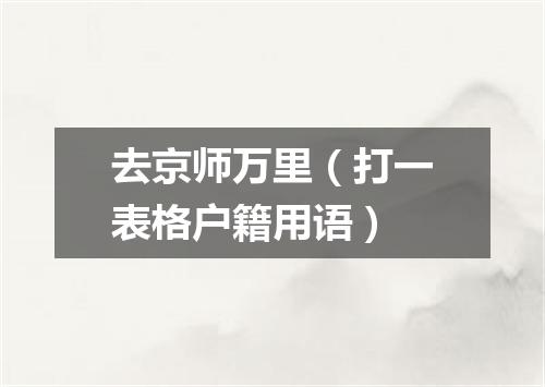 去京师万里（打一表格户籍用语）