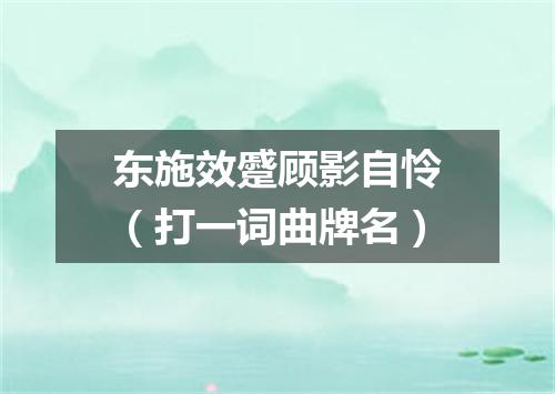 东施效蹙顾影自怜（打一词曲牌名）