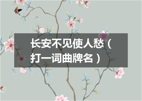 长安不见使人愁（打一词曲牌名）