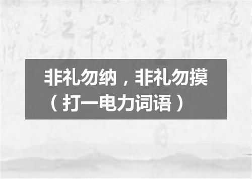 非礼勿纳，非礼勿摸（打一电力词语）