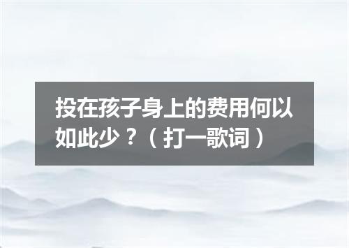 投在孩子身上的费用何以如此少？（打一歌词）