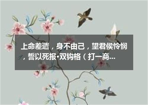 上命差遣，身不由己，望君侯怜悯，誓以死报·双钩格（打一商业词语）