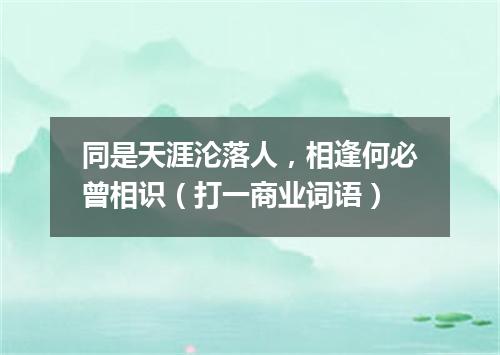 同是天涯沦落人，相逢何必曾相识（打一商业词语）