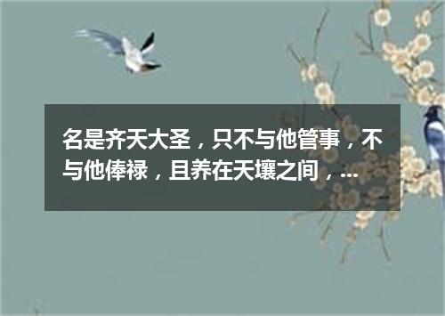 名是齐天大圣，只不与他管事，不与他俸禄，且养在天壤之间，收他的邪心（打一股市词语）