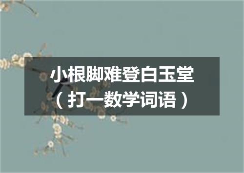 小根脚难登白玉堂（打一数学词语）