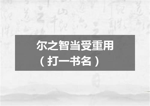 尔之智当受重用（打一书名）