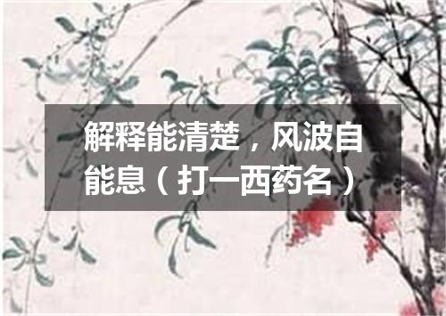 解释能清楚，风波自能息（打一西药名）