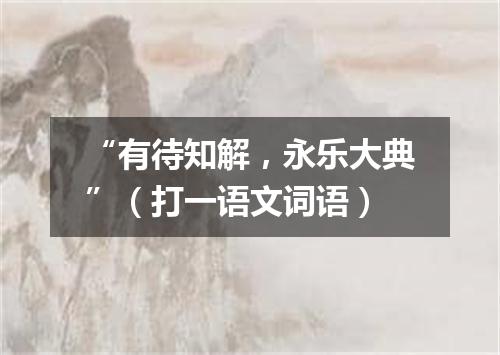 “有待知解，永乐大典”（打一语文词语）