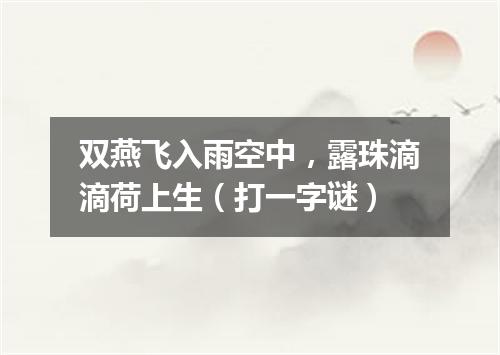 双燕飞入雨空中，露珠滴滴荷上生（打一字谜）