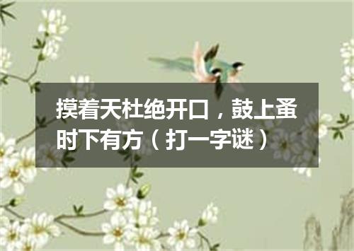 摸着天杜绝开口，鼓上蚤时下有方（打一字谜）