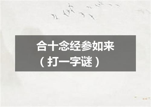 合十念经参如来（打一字谜）