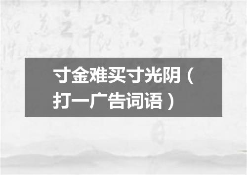 寸金难买寸光阴（打一广告词语）