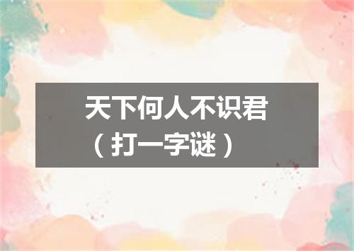 天下何人不识君（打一字谜）