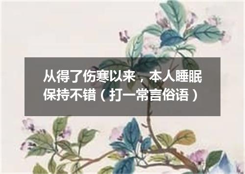 从得了伤寒以来，本人睡眠保持不错（打一常言俗语）