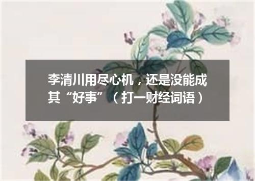 李清川用尽心机，还是没能成其“好事”（打一财经词语）