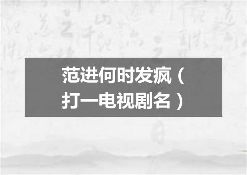 范进何时发疯（打一电视剧名）