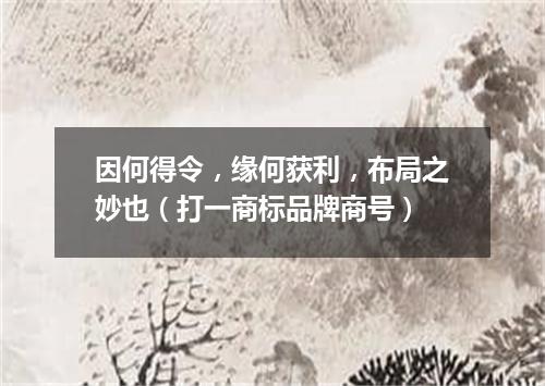 因何得令，缘何获利，布局之妙也（打一商标品牌商号）