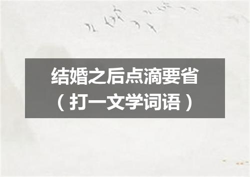 结婚之后点滴要省（打一文学词语）