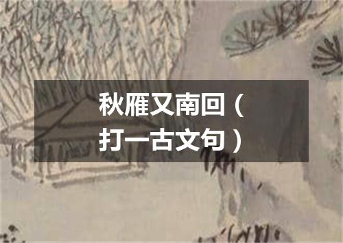 秋雁又南回（打一古文句）