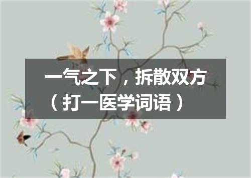 一气之下，拆散双方（打一医学词语）