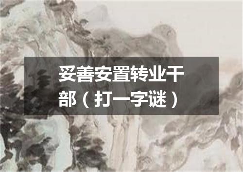 妥善安置转业干部（打一字谜）