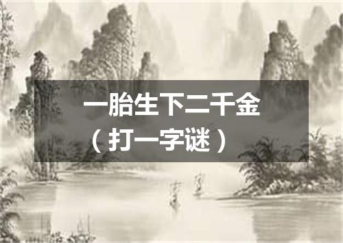 一胎生下二千金（打一字谜）