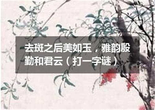 去斑之后美如玉，雅韵殷勤和君云（打一字谜）