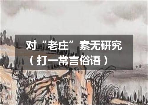 对“老庄”素无研究（打一常言俗语）