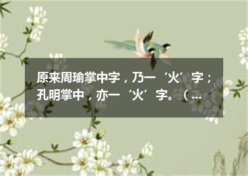 原来周瑜掌中字，乃一‘火’字；孔明掌中，亦一‘火’字。（打一网络电脑词语）