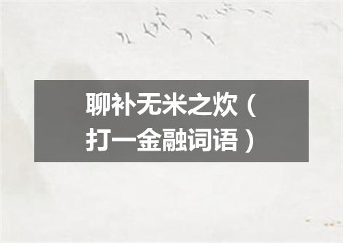 聊补无米之炊（打一金融词语）