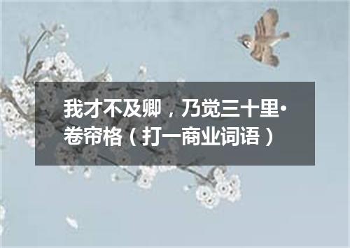 我才不及卿，乃觉三十里·卷帘格（打一商业词语）