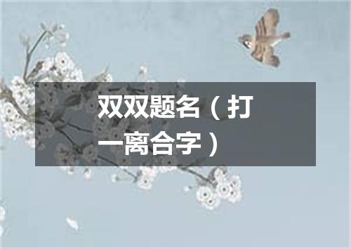 双双题名（打一离合字）