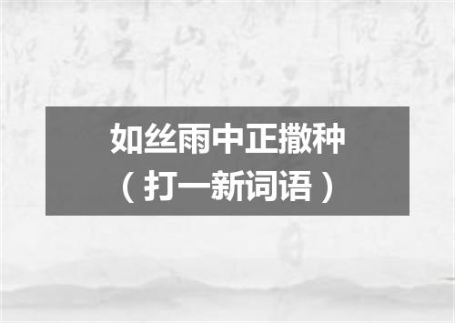 如丝雨中正撒种（打一新词语）