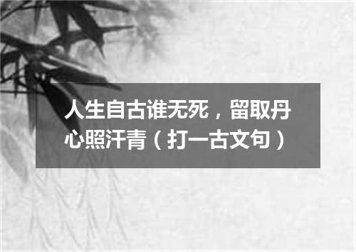 人生自古谁无死，留取丹心照汗青（打一古文句）