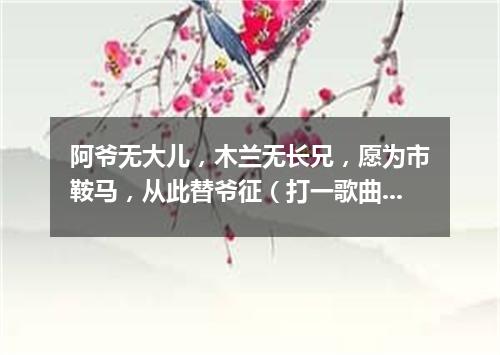 阿爷无大儿，木兰无长兄，愿为市鞍马，从此替爷征（打一歌曲名）