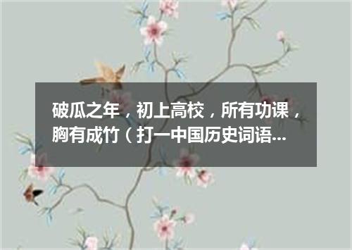 破瓜之年，初上高校，所有功课，胸有成竹（打一中国历史词语）