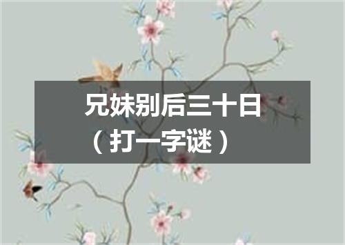 兄妹别后三十日（打一字谜）