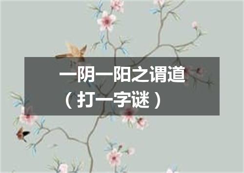 一阴一阳之谓道（打一字谜）