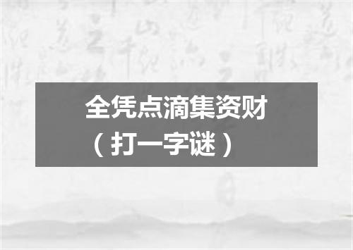 全凭点滴集资财（打一字谜）