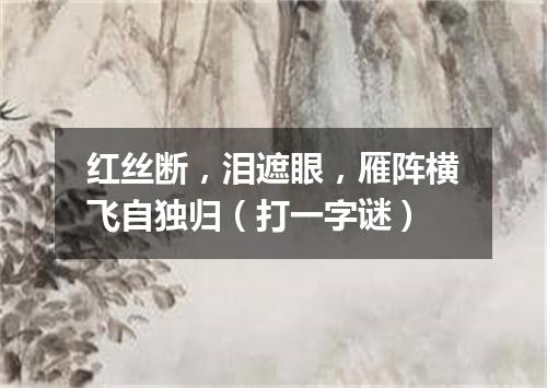 红丝断，泪遮眼，雁阵横飞自独归（打一字谜）