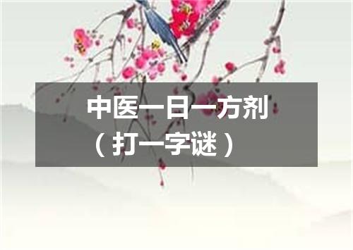 中医一日一方剂（打一字谜）