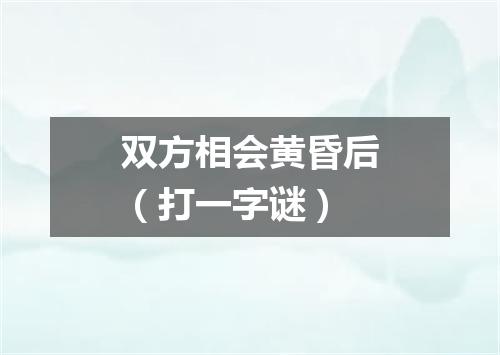 双方相会黄昏后（打一字谜）