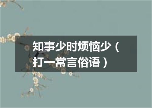 知事少时烦恼少（打一常言俗语）