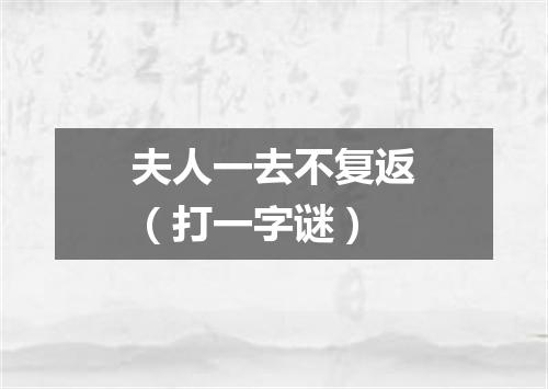 夫人一去不复返（打一字谜）