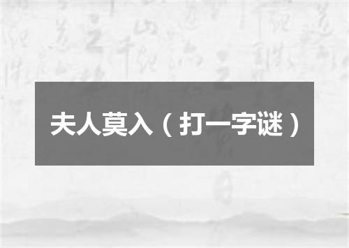 夫人莫入（打一字谜）