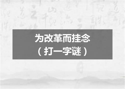 为改革而挂念（打一字谜）