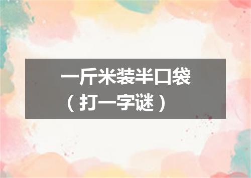 一斤米装半口袋（打一字谜）