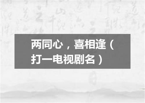 两同心，喜相逢（打一电视剧名）