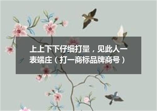 上上下下仔细打量，见此人一表端庄（打一商标品牌商号）