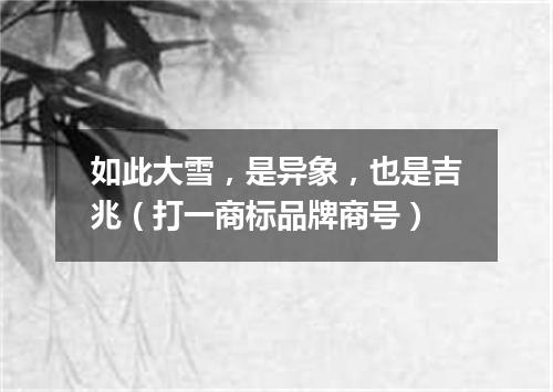 如此大雪，是异象，也是吉兆（打一商标品牌商号）